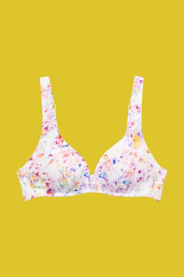 Wattiertes Bikini-Top mit floralem Print, TEAL BLUE, detail image number 4