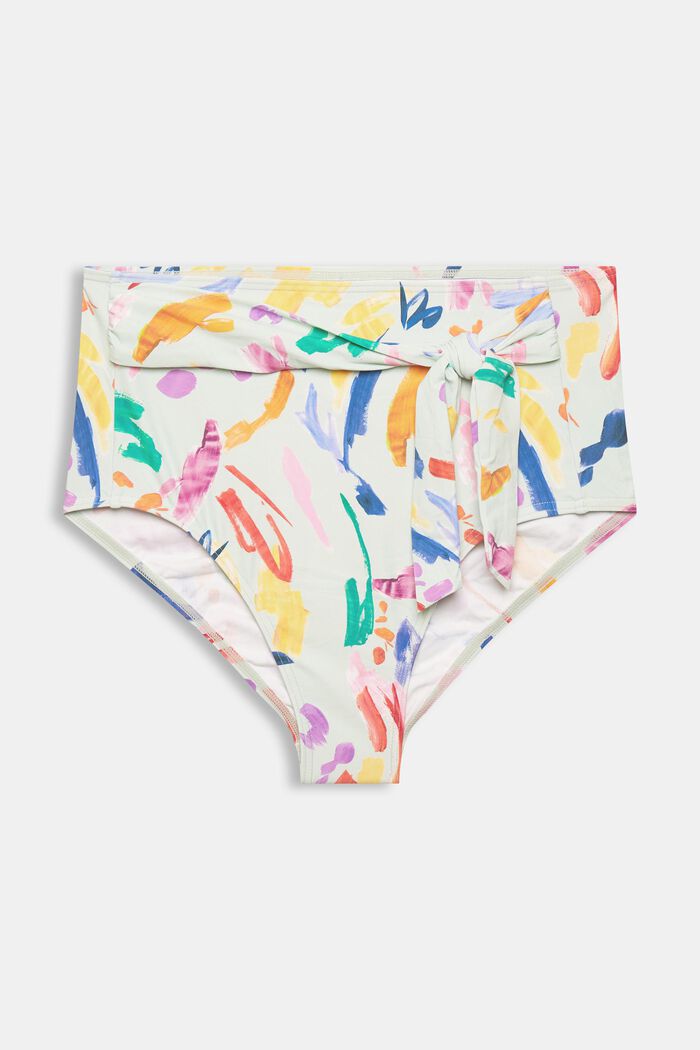 Recycelt: Highwaist-Bikini-Slip mit Print, LIGHT AQUA GREEN, detail image number 4