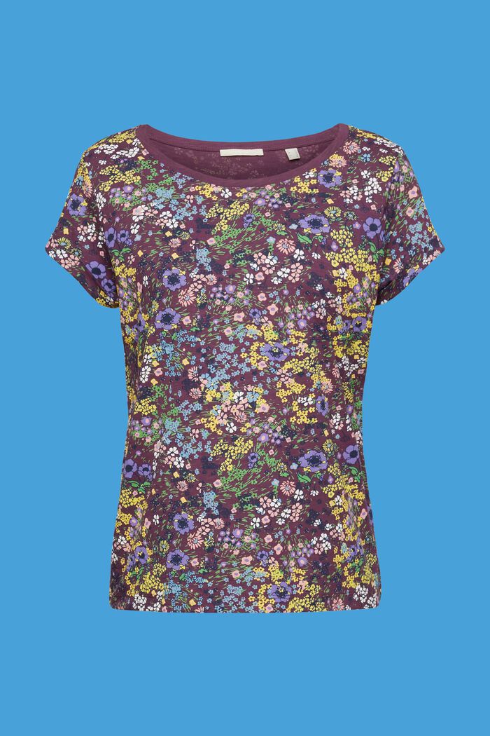 Baumwoll-T-Shirt mit floralem Print, DARK PURPLE, detail image number 5