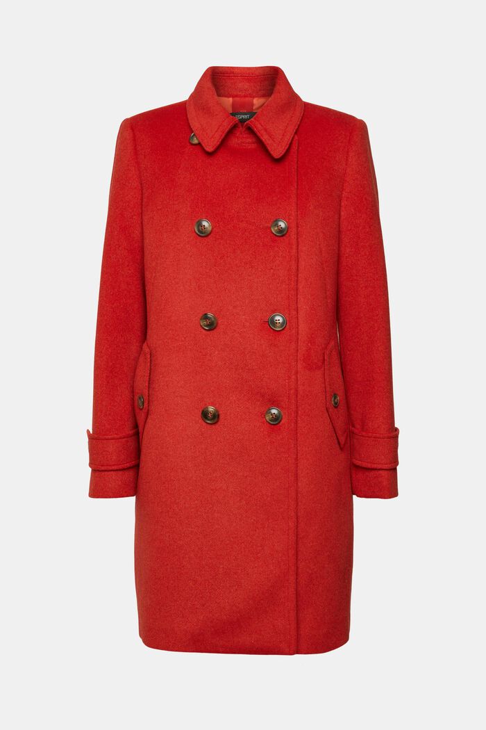 Doppelreihiger Mantel aus Wollmix, ORANGE RED, detail image number 6