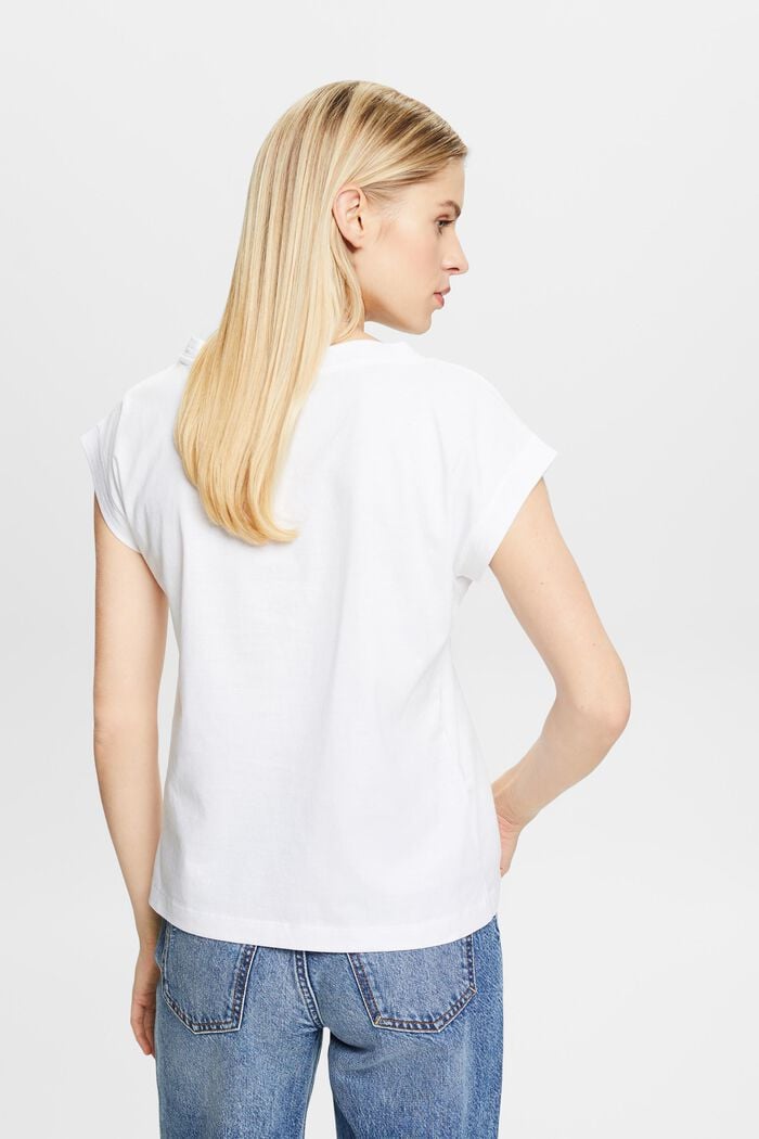 T-Shirt mit V-Ausschnitt, WHITE, detail image number 2