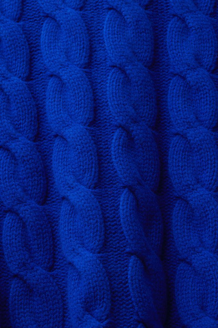 Zopfstrickpullover aus Wolle, DARK BLUE, detail image number 5