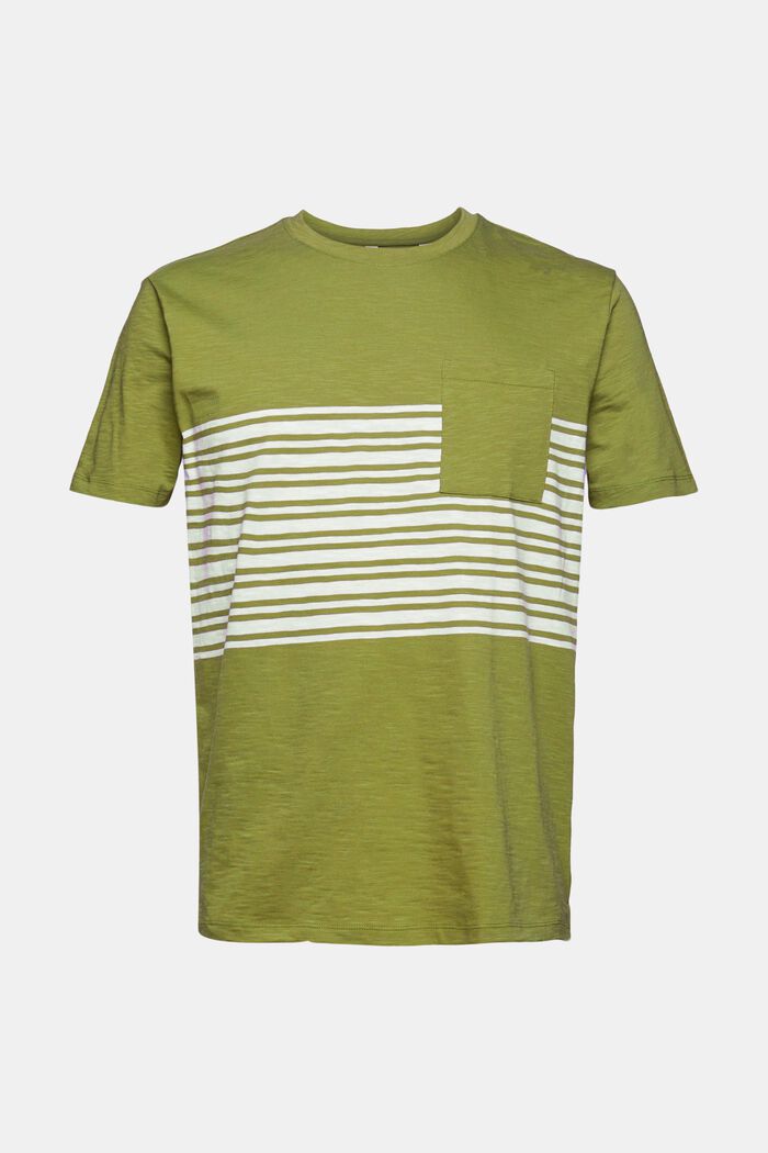 Jersey-T-Shirt mit Streifenmuster, LEAF GREEN, detail image number 0