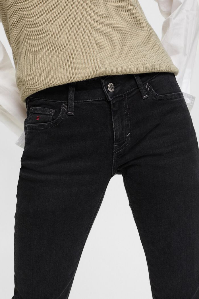 Schmal geschnittene Jeans mit hohem Bund, BLACK RINSE, detail image number 1
