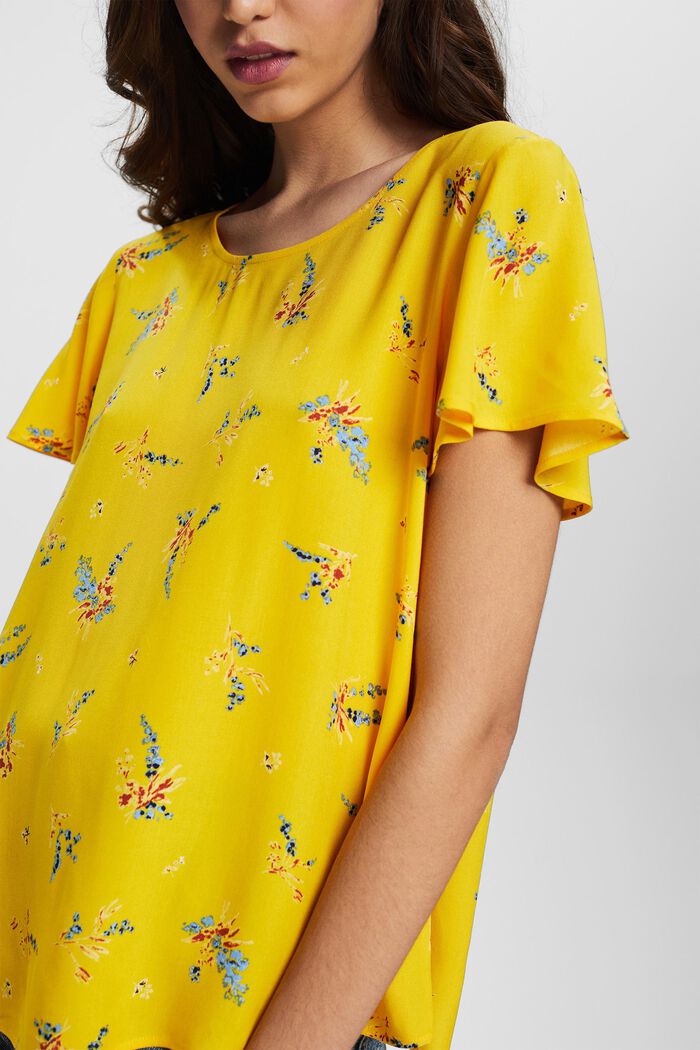 Floral gemusterte Bluse, LENZING™ ECOVERO™, SUNFLOWER YELLOW, detail image number 2