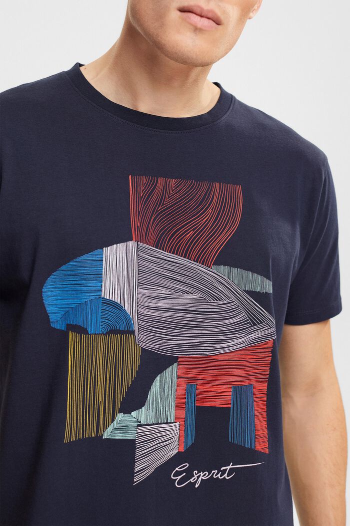 Jersey-T-Shirt mit Frontprint, NAVY, detail image number 2