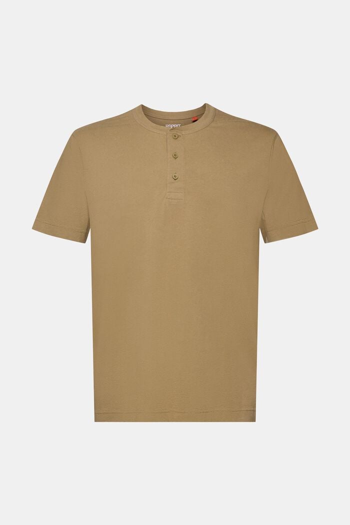 Henley-T-Shirt, 100 % Baumwolle, KHAKI GREEN, detail image number 5