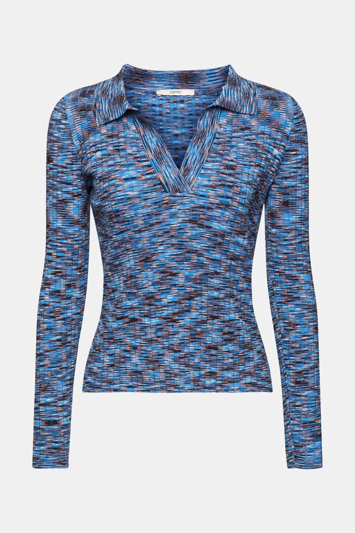 Gemustertes Shirt mit V-Ausschnitt, BLUE, detail image number 6
