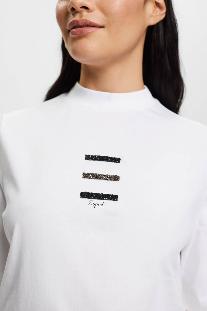 T-Shirt mit funkelnden Schmucksteinen, WHITE, detail image number 2