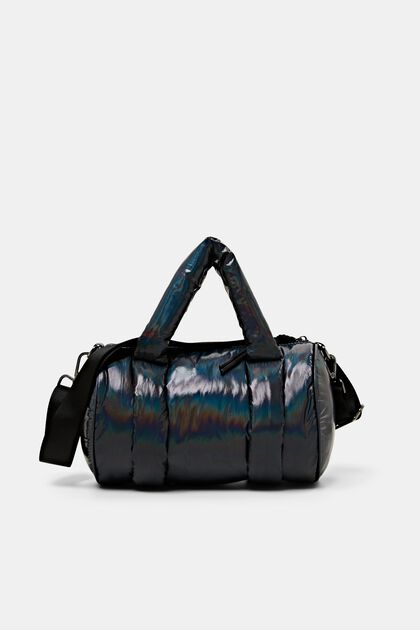 Kleine Puffer Bag mit holografischem Design, GUNMETAL, overview