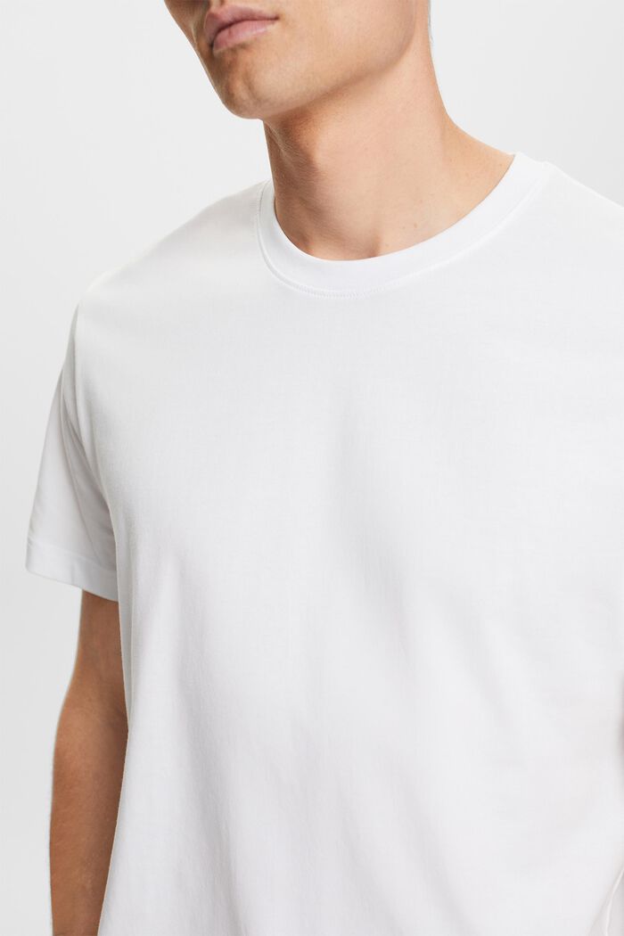 Rundhals-T-Shirt aus Pima-Baumwolljersey, WHITE, detail image number 2