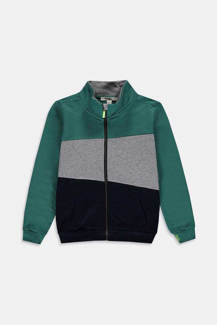 Sweatshirt in Cardigan-Optik, TEAL GREEN, detail image number 0