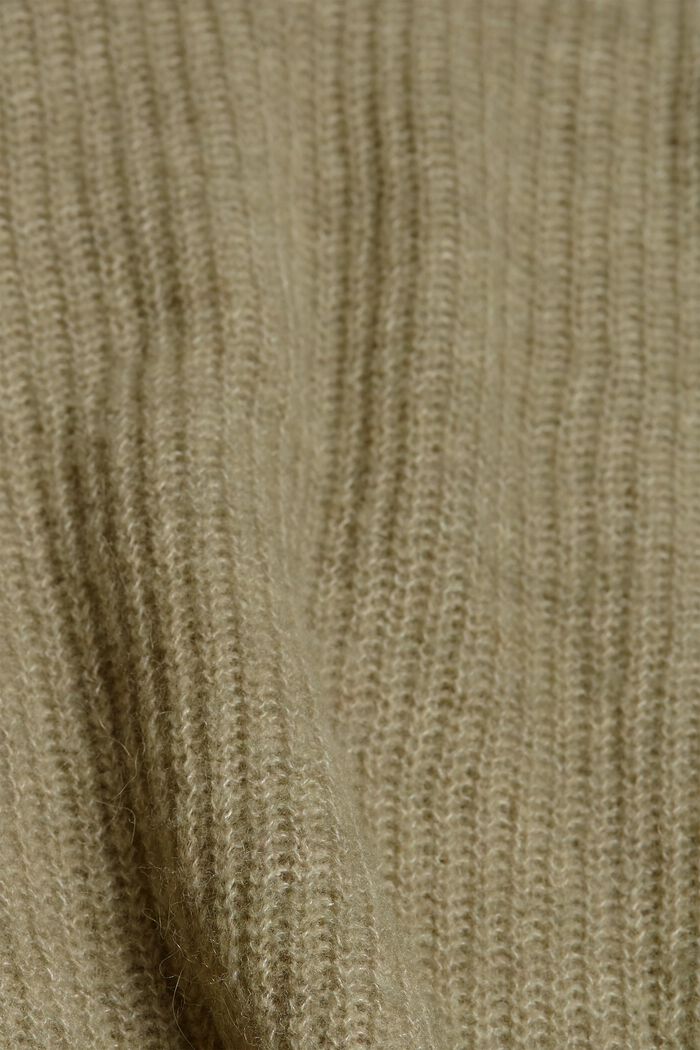 Mit Wolle/Alpaka: Cardigan aus Rippstrick, LIGHT KHAKI, detail image number 1