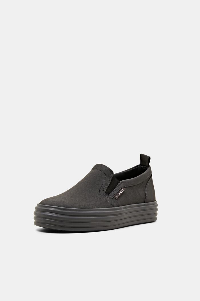 Slip-on-Sneaker in Lederoptik mit Plateausohle, BLACK, detail image number 2