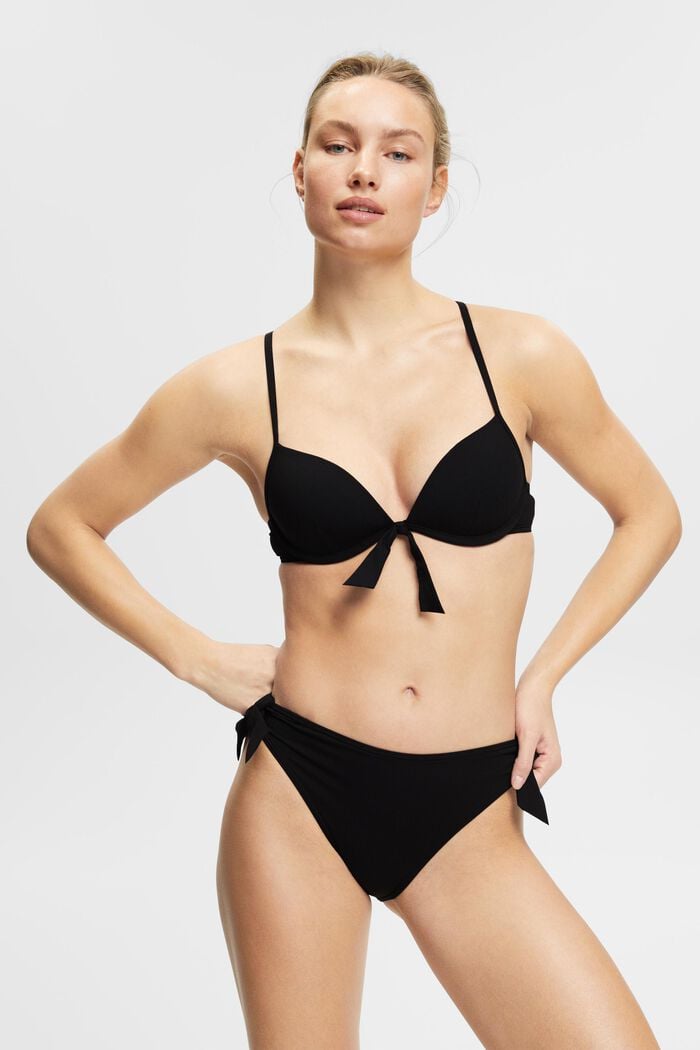 Strukturierte Bikinihose mit Bindebändern, BLACK, detail image number 0