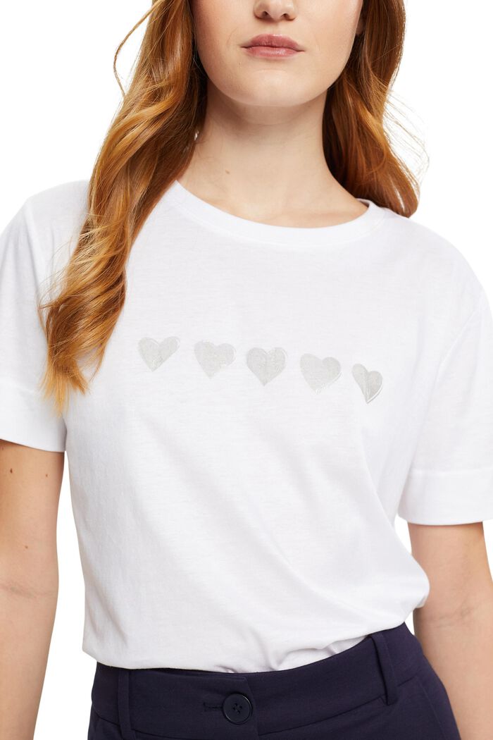 T-Shirt mit Print auf Brusthöhe, NEW WHITE, detail image number 2