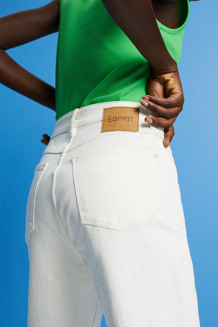Jeans mit hohem Bund und Beinumschlag, OFF WHITE, detail image number 2