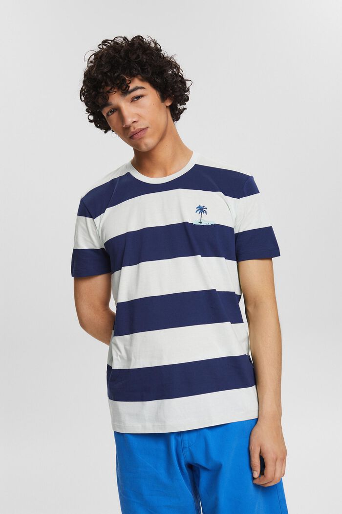 Men T-Shirts & Langarmshirts | Jersey-T-Shirt mit Streifen und Print - WA34434