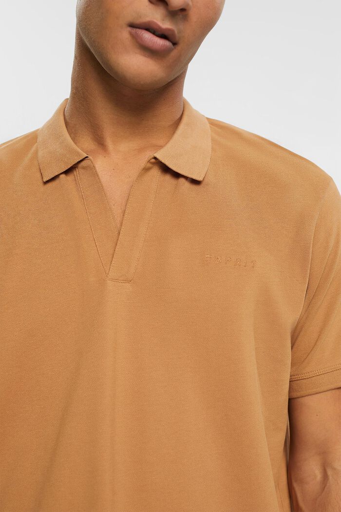 Piqué-Poloshirt aus Baumwolle, TOFFEE, detail image number 4