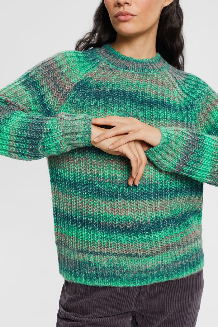 Grobstrickpullover aus Wollmix, TEAL GREEN, detail image number 2