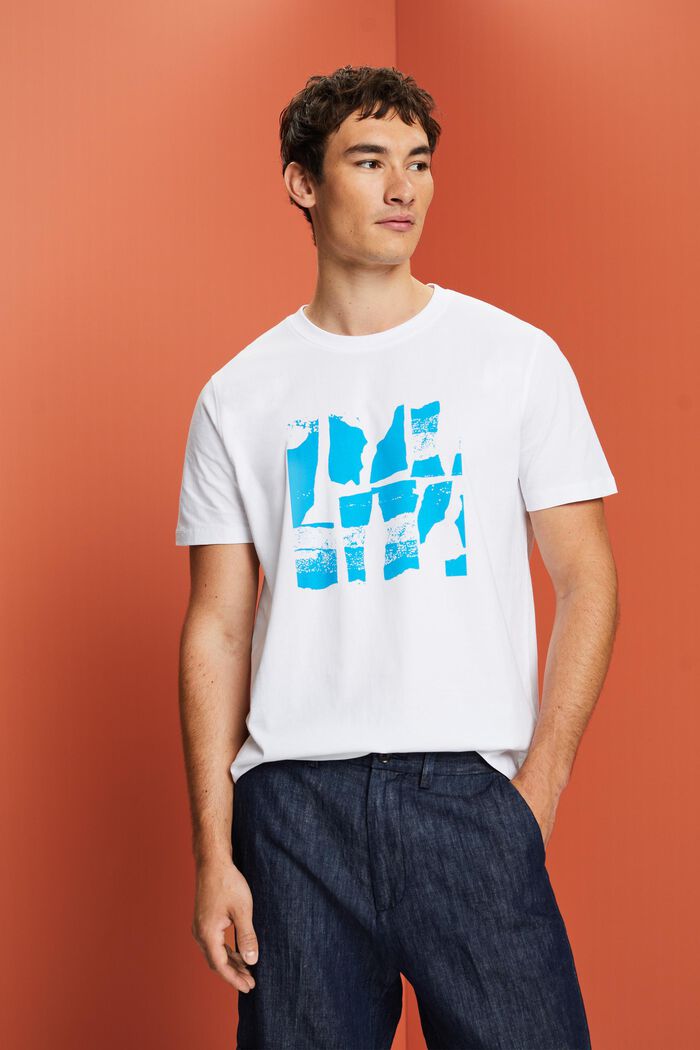 T-Shirt mit Frontprint, 100% Baumwolle, WHITE, detail image number 0