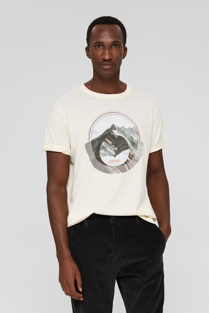 Jersey-T-Shirt mit Print, Bio-Baumwolle, OFF WHITE, detail image number 0