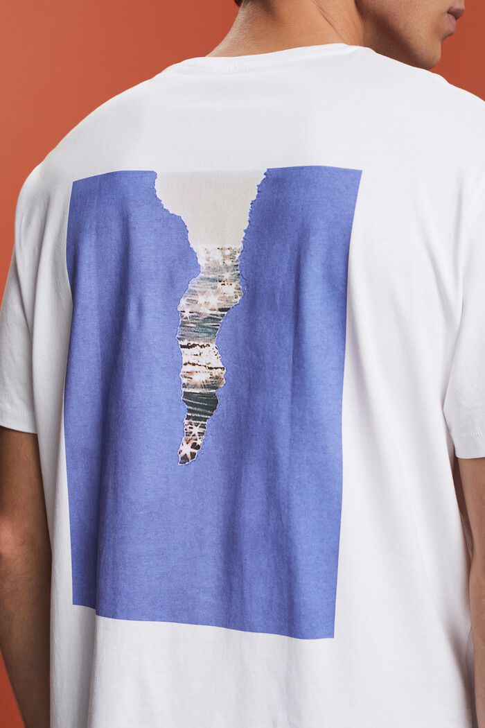 Jersey-T-Shirt mit Print hinten, 100 % Baumwolle, WHITE, detail image number 2