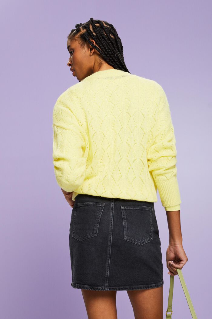 Offenmaschiger Pullover aus Wollmix, LIME YELLOW, detail image number 2