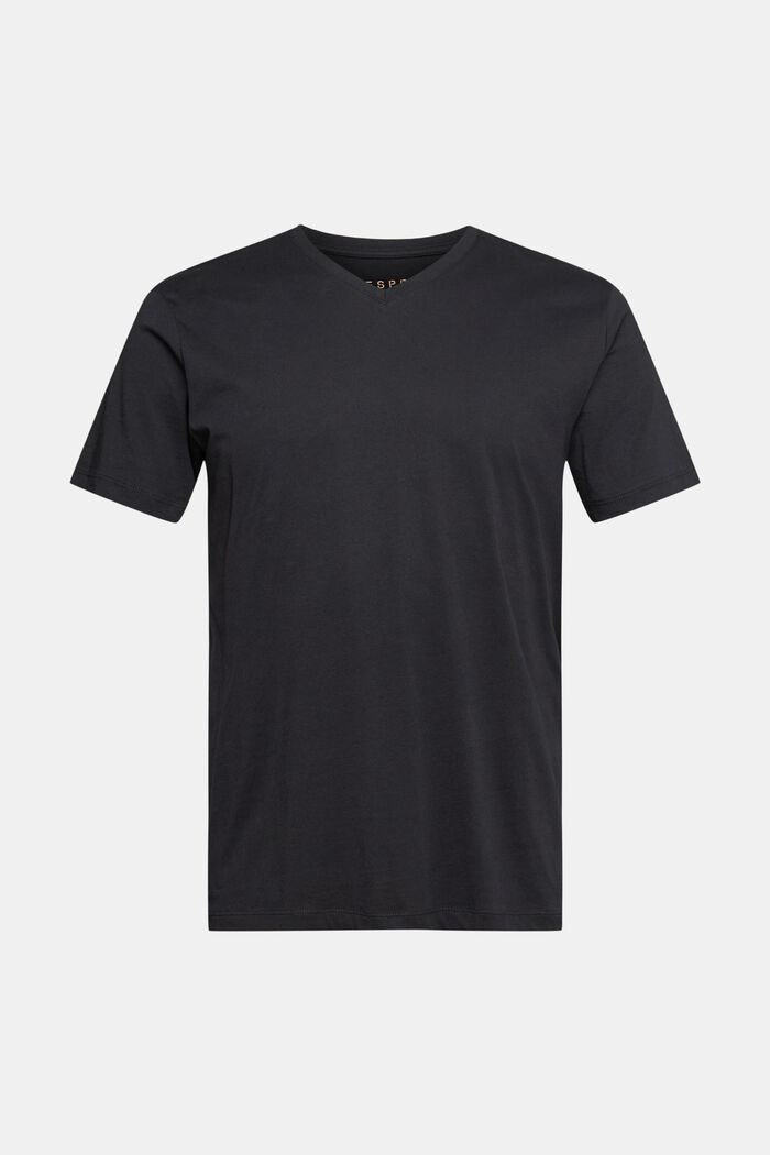 T-Shirt mit V-Ausschnitt aus nachhaltiger Baumwolle, BLACK, detail image number 6