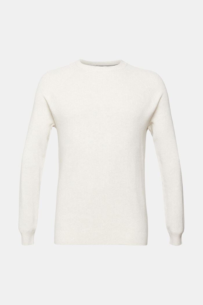 Pullover mit Rundhalsausschnitt, 100 % Baumwolle, OFF WHITE, detail image number 5
