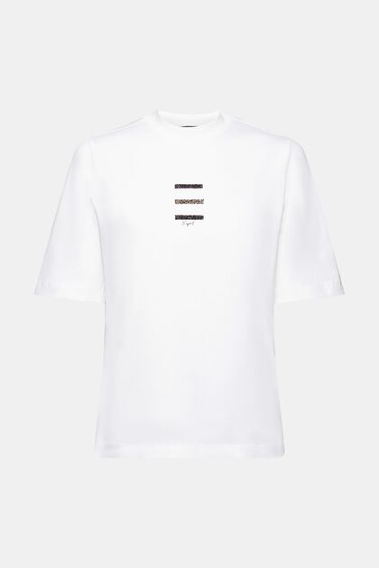 T-Shirt mit funkelnden Schmucksteinen, WHITE, overview