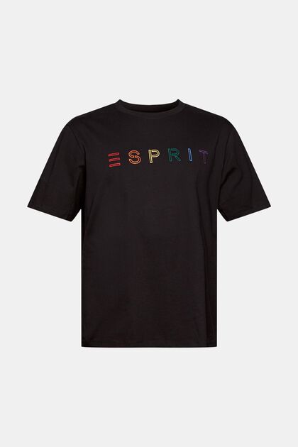 Jersey-Shirt mit Stickerei, BLACK, overview