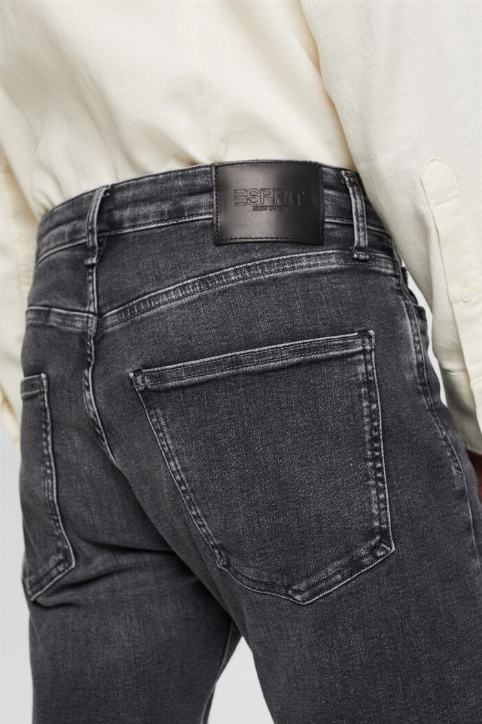 Jeans mit schmaler Passform und mittelhohem Bund, BLACK DARK WASHED, detail image number 5