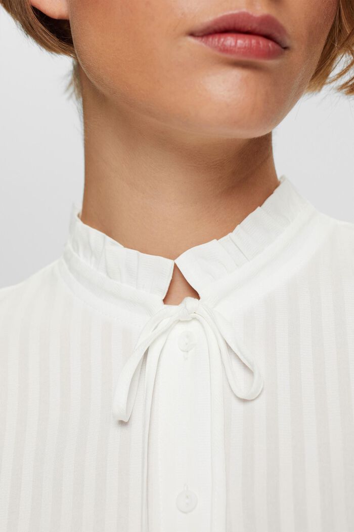 Bluse mit gekräuseltem Kragen, LENZING™ ECOVERO™, OFF WHITE, detail image number 2