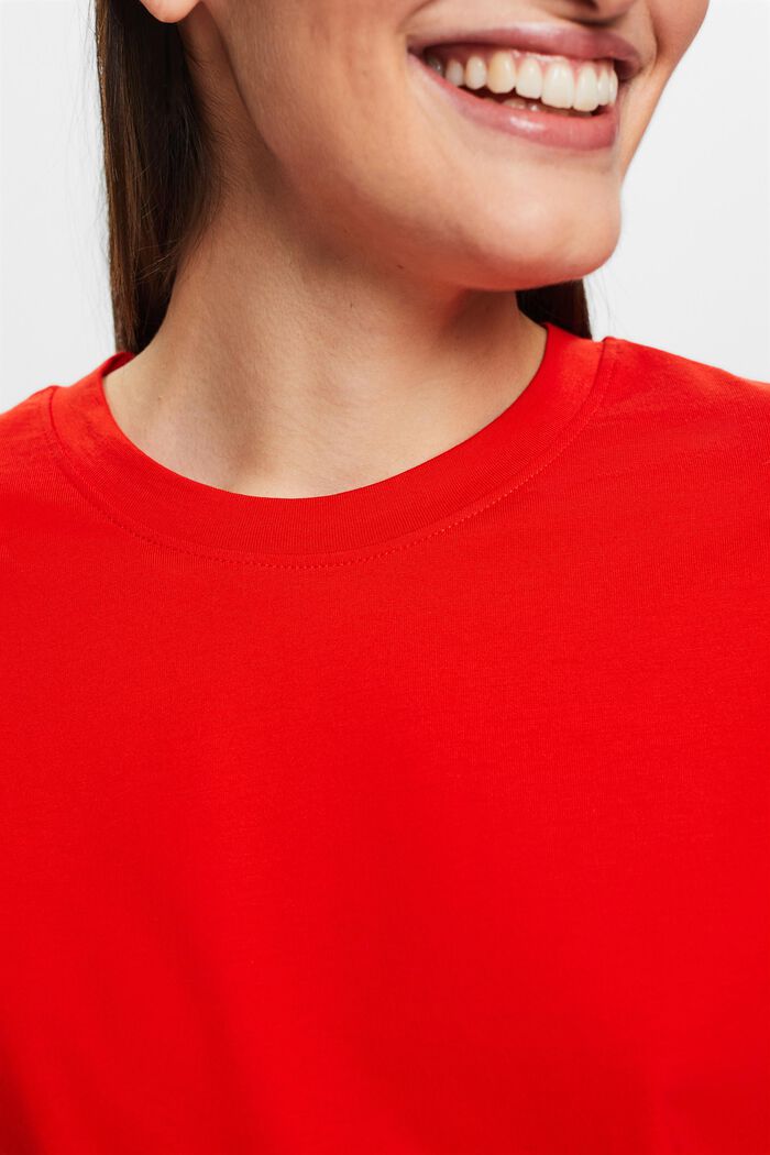 T-Shirt aus Pima-Baumwolle mit Rundhalsausschnitt, RED, detail image number 2