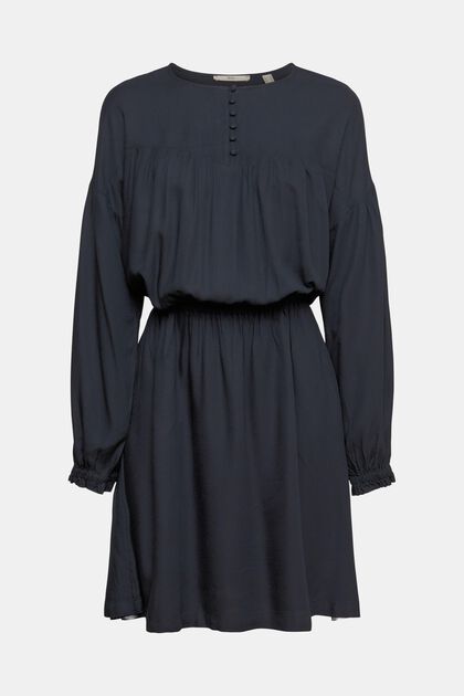 Kleid mit elastischem Taillenbund, LENZING™ ECOVERO™, BLACK, overview