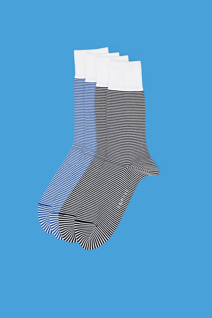 2er-Set gestreifte Socken, Bio-Baumwolle, BLUE/BLACK, detail image number 0