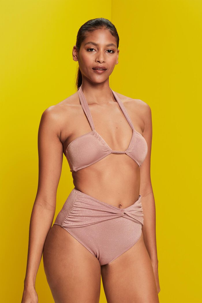 Recycelt: glitzernde Bikinihose mit hohem Bund, CINNAMON, detail image number 0
