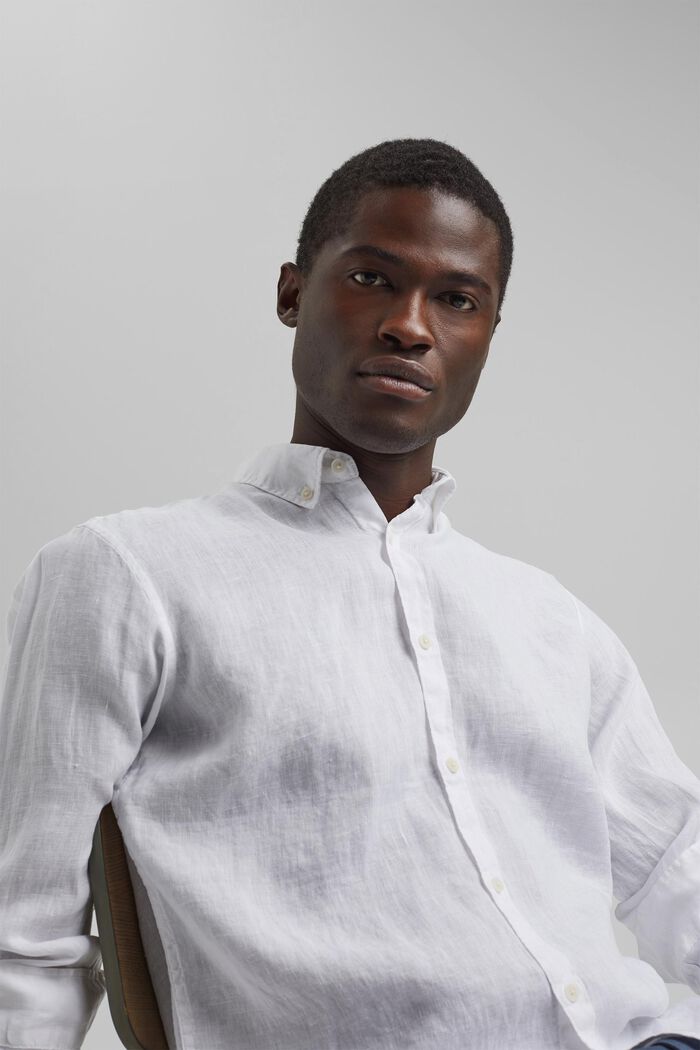 Button-Down-Hemd aus 100% Leinen, WHITE, detail image number 6
