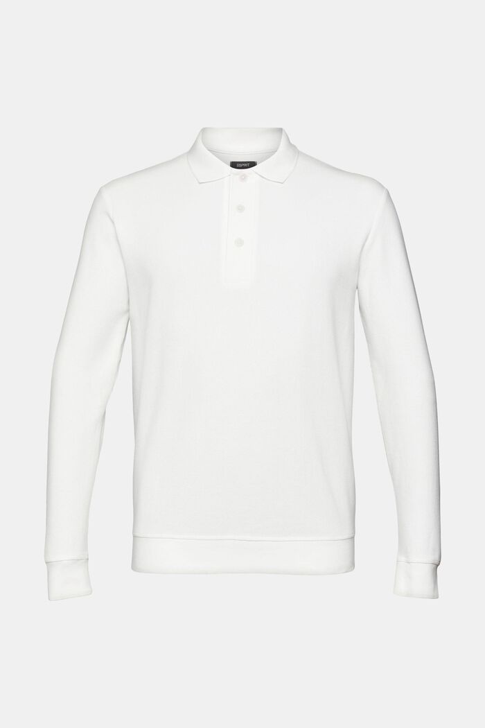 Polo-Longsleeve aus Piquégewebe, OFF WHITE, detail image number 6