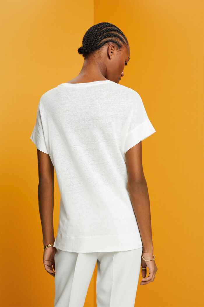 Leinen-T-Shirt, OFF WHITE, detail image number 3