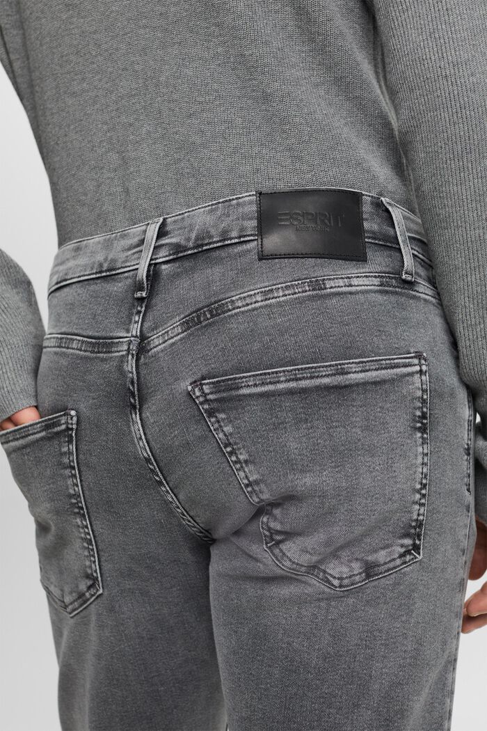 Jeans mit schmaler Passform und mittelhohem Bund, GREY LIGHT WASHED, detail image number 4