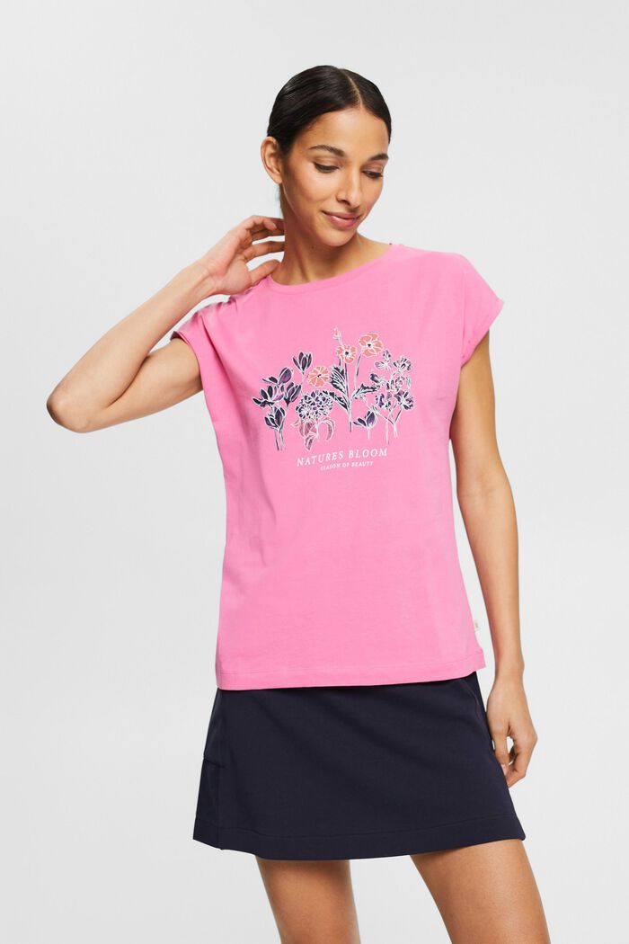 T-Shirt mit Print, Bio-Baumwolle, PINK, detail image number 0