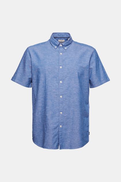 Leinen/Organic Cotton: Kurzarm-Hemd, LIGHT BLUE, overview