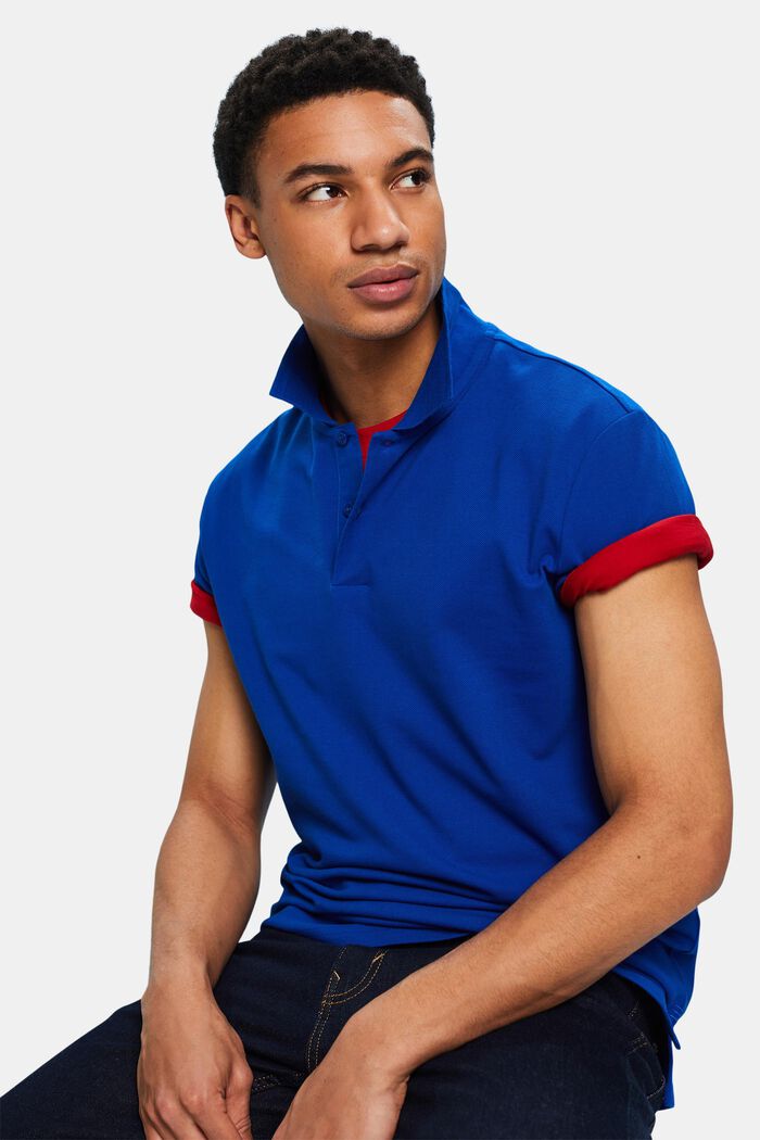 Piqué-Poloshirt aus Pima-Baumwolle, BRIGHT BLUE, detail image number 0