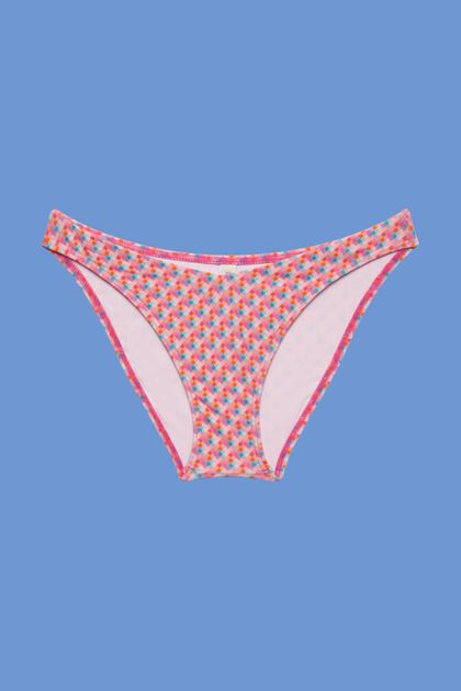 Bikini-Minislip mit geometrischem Muster, PINK FUCHSIA, overview