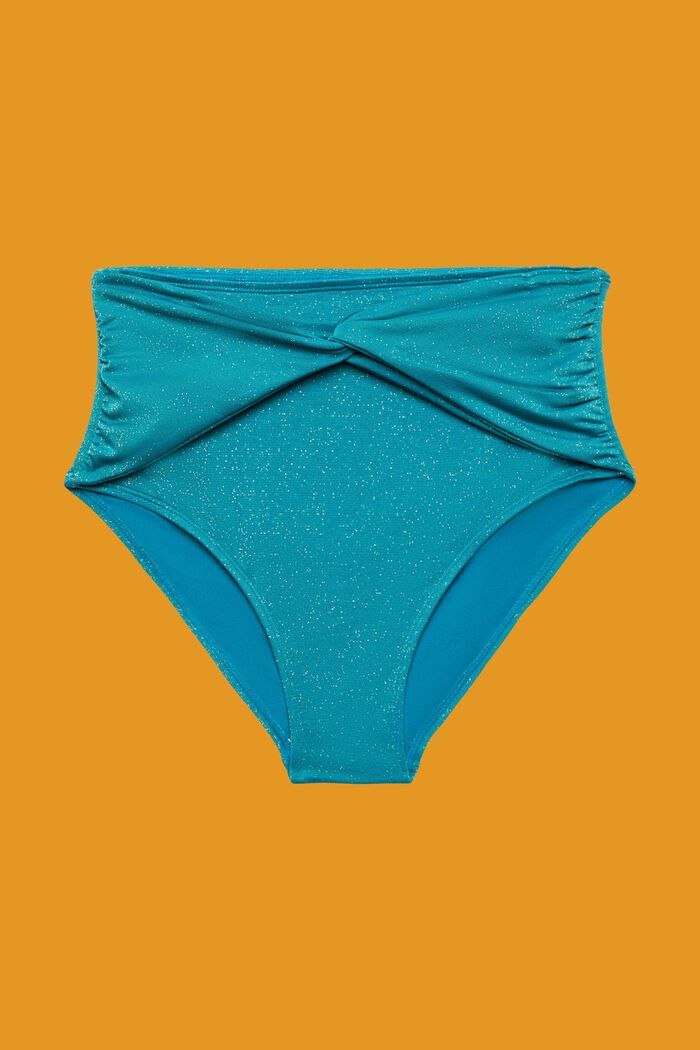 Glitzernde Bikinihose mit hohem Bund, TEAL BLUE, detail image number 3