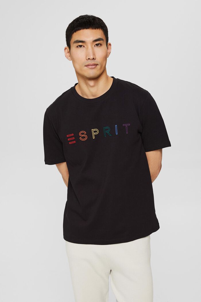 Men T-Shirts & Langarmshirts | Jersey-Shirt mit Stickerei, 100% Baumwolle - TL73153