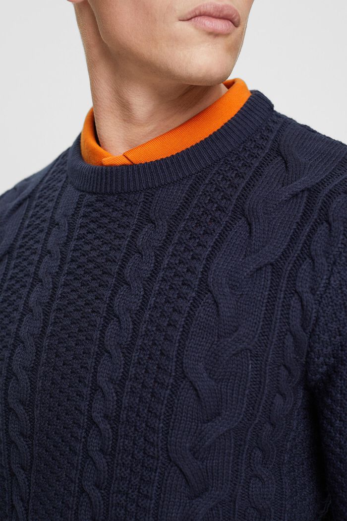 Pullover mit Zopf-Muster, NAVY, detail image number 2