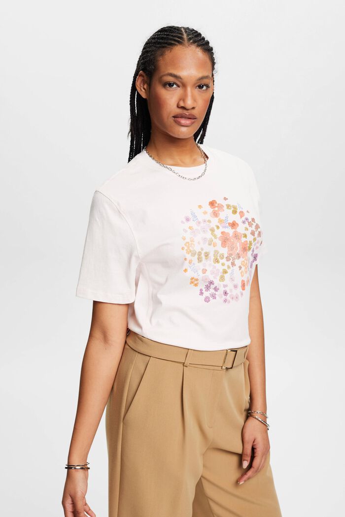 T-Shirt mit Blumen-Print, LIGHT PINK, detail image number 0